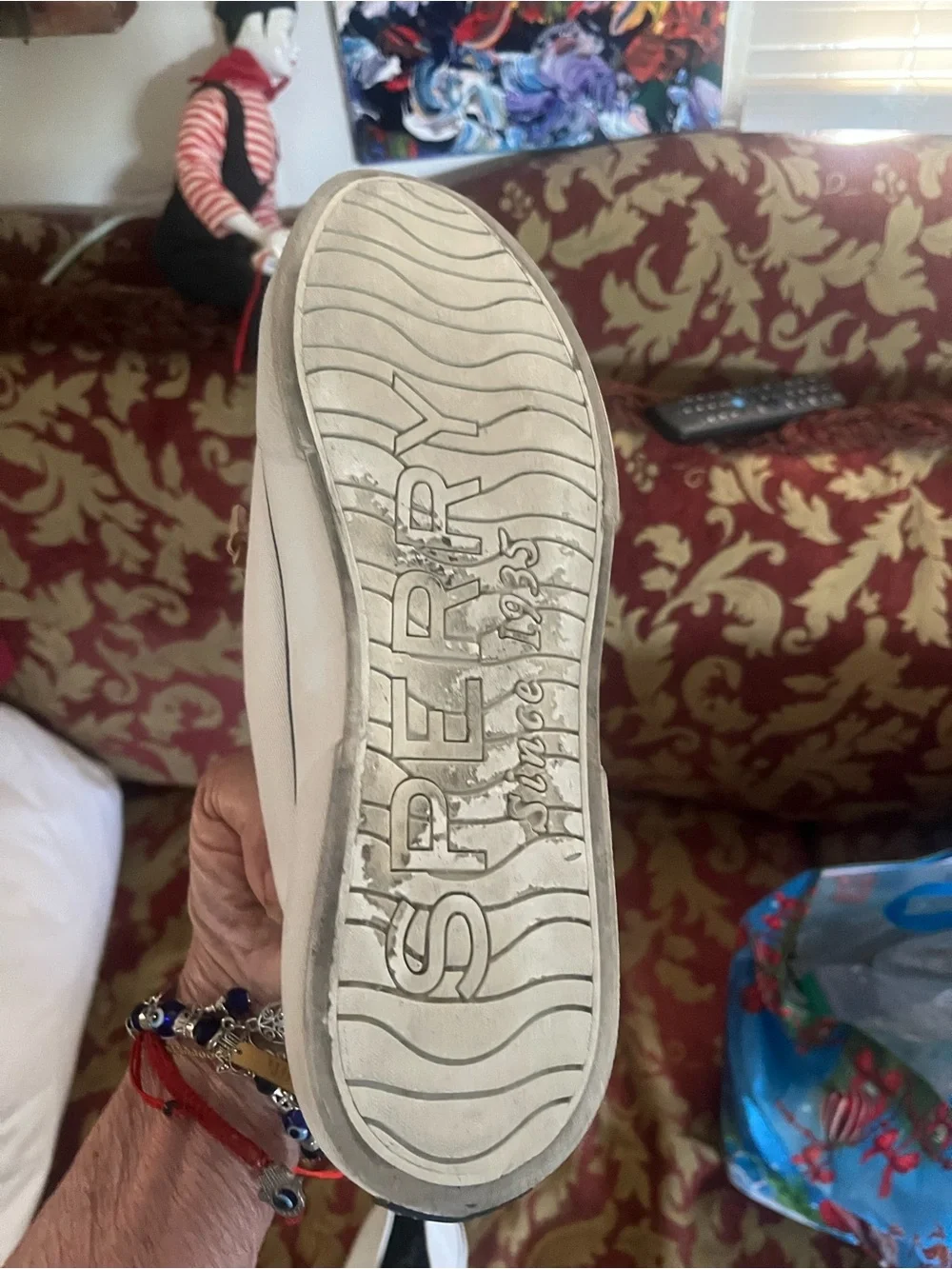 Sperry White Canvas Boat Shoes with Tan Laces